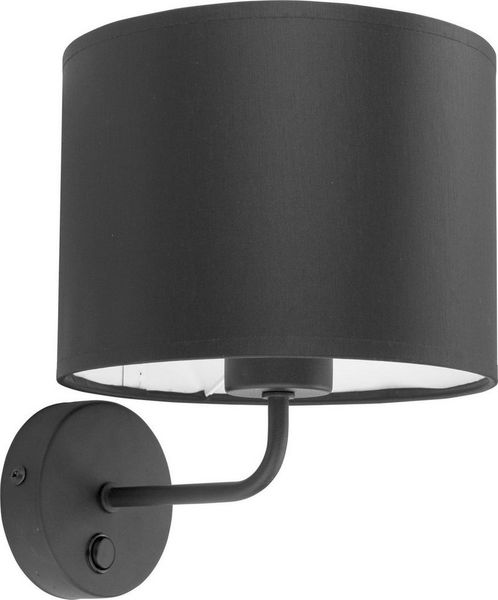 Licht-Erlebnisse Wandleuchte BAHATI, ohne Leuchtmittel, Schwarz Metall Stoff mit Schalter E27