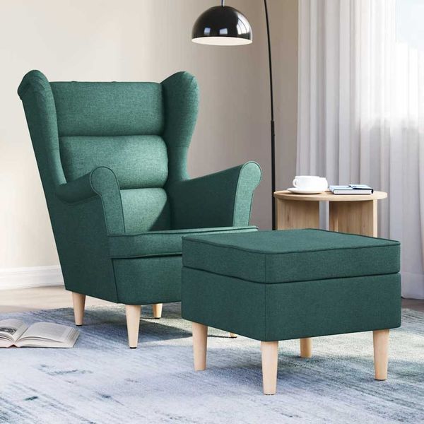 vidaXL Sessel mit Fußhocker Dunkelgrün Stoff 3307994