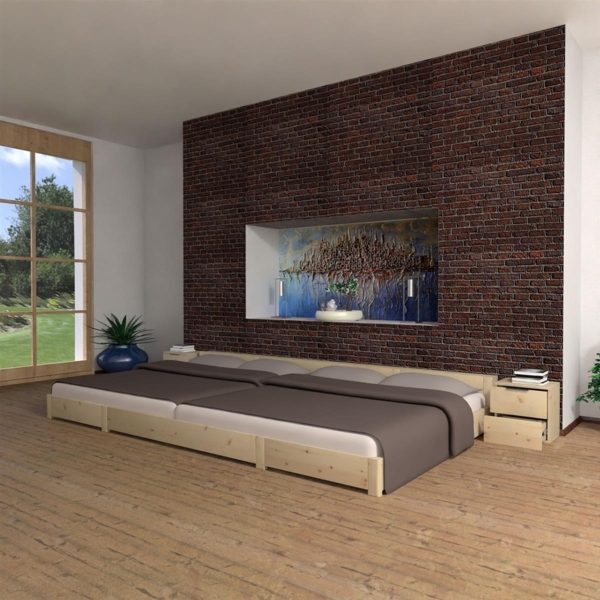 Familienbett "Familien-Nesterl" 360 200 23 Zirbe 90/180/90cm ohne Ablage