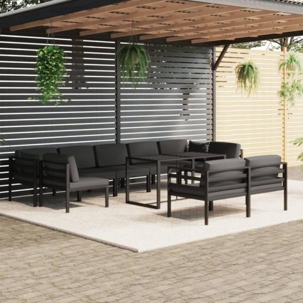 vidaXL 10-tlg. Garten-Lounge-Set mit Kissen Aluminium Anthrazit 3115927