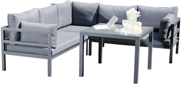 SunnySmart 2-teilige Loungegruppe Liberty Aluminium anthrazit Ecksofa mit Tisch