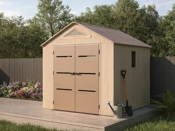 Vente-unique - ANTEVA Gartenhaus Harz BraunBeige - B 237 cm x H 242 cm x L 237 cm
