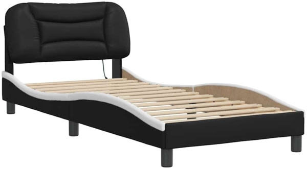 vidaXL Bettgestell mit LED ohne Matratze "Hvar" Schwarz und Weiß 80x200 cm 3213897 Bild 2