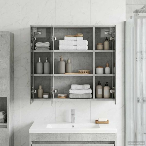 vidaXL Badezimmerspiegelschrank Beton Grau 63,5 x 16 x 62,5 cm 889154