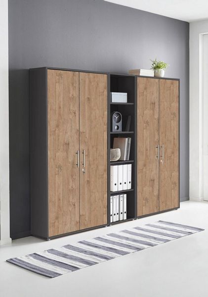 BMG Möbel Aktenschrank Büromöbel Office Edition 10 (Aktenschrank Regal Set, besteht aus 2x Aktenschrank und 1x Regal) mit viel Stauraum, abschließbar