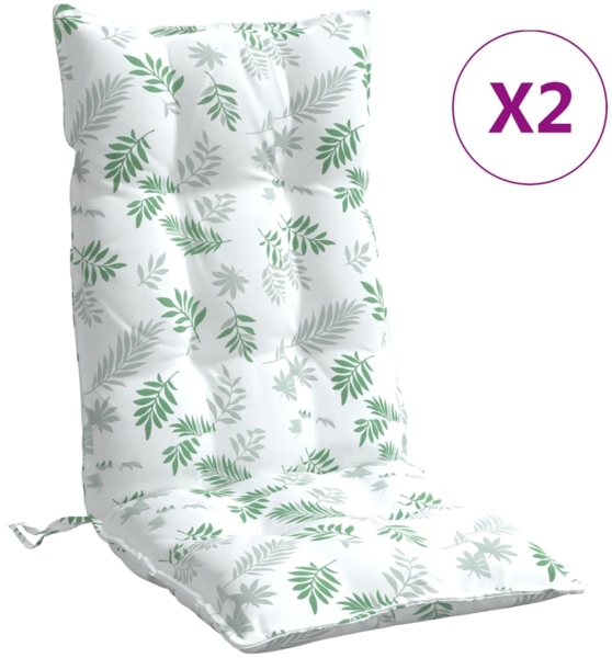 vidaXL Hochlehner-Auflagen 2 Stk. Blattmuster Oxford-Gewebe 377656