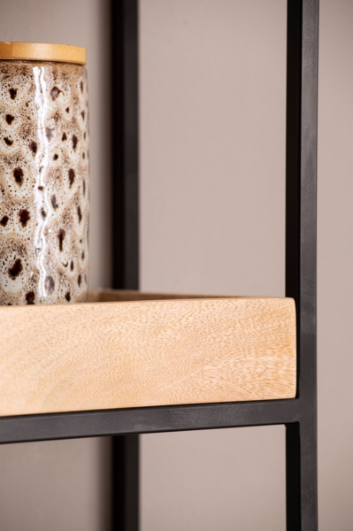 Wandregal 27x77x18 cm Massivholz Metall Hängeregal Regal Industrial Bild 5