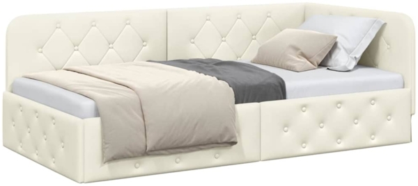 vidaXL Eckbettgestell mit Kopfteil Creme 100x200 cm Samt 42016550 Bild 2