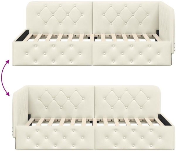 vidaXL Eckbettgestell mit Kopfteil Creme 100x200 cm Samt 42016550 Bild 8