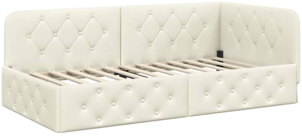 vidaXL Eckbettgestell mit Kopfteil Creme 100x200 cm Samt 42016550 Bild 1