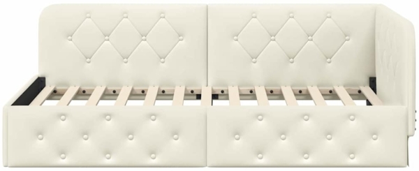 vidaXL Eckbettgestell mit Kopfteil Creme 100x200 cm Samt 42016550 Bild 4