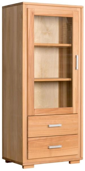 Mini Vitrine Genf 1-türig links - Kernbuche Massivholz geölt