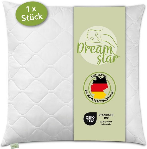 Dreamstar Microfaserkissen Kopfkissen - einzeln & 2er Set - 40x80 & 80x80 cm - weich & fest, Füllung: 100% Polyester, Seitenschläfer, Bauchschläfer, Rückenschläfer, Reißverschluss für Füllung - waschbar - allergikerfreundlich -