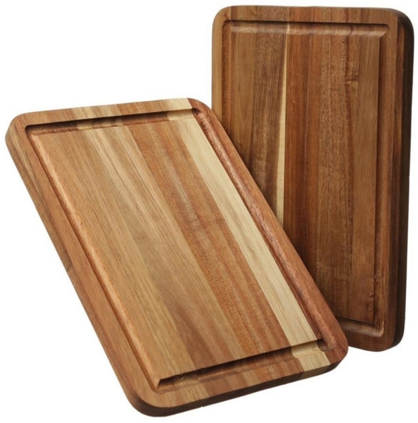 GAUMENKICK Schneidebrett Steakbretter mit Saftrille Schneidebrett Servierbrett 28x20cm 2St, Holz, (2-St)