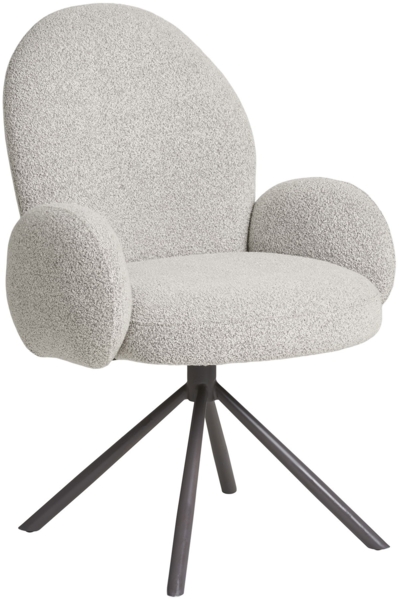 House Nordic Esszimmerstuhl mit Drehgelenk, Armlehne, Bouclé, Sand, graue Beine, HN1267