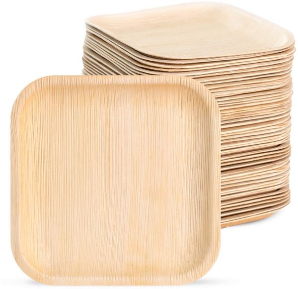 wisefood Einwegteller Palmblatt-Teller, quadratisch, 18 x 18 cm, (25 St)