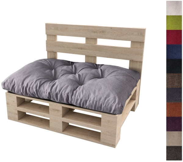 sunnypillow Sitzkissen Palettenkissen gesteppt Sitzkissen 120 x 80 x 12 cm, Grau