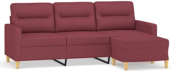 vidaXL 3-Sitzer-Sofa mit Hocker Hellgelb 180 cm, Weinrot Bild 2