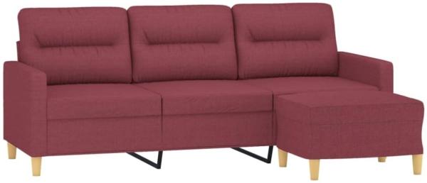 vidaXL 3-Sitzer-Sofa mit Hocker Hellgelb 180 cm, Weinrot Bild 3
