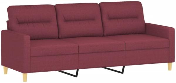 vidaXL 3-Sitzer-Sofa mit Hocker Hellgelb 180 cm, Weinrot Bild 7