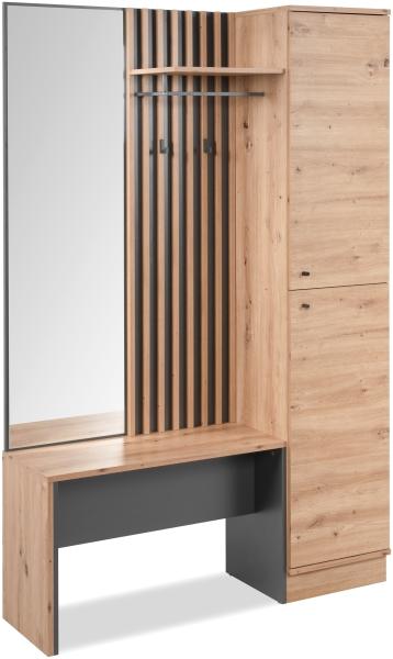 Kompaktgarderobe >Medan< in Dekor Artisan Oak / anthrazit - 122x190x37cm (BxHxT)