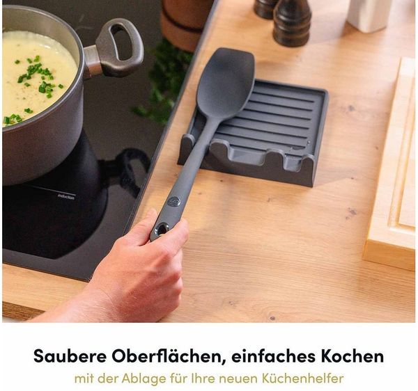 Hoffmann Germany Kochbesteck-Set 16-tlg. Küchenhelfer XXL Pfannenwender Kochlöffel (Set, 16-tlg, 16-tlg.: Pfannenwender, Kochlöffel, Zange, Stampfer, Ablage u.v.m), Zange, Kelle, Stampfer, Ablage, Fingerschutz, spülmaschinengeeignet Bild 3