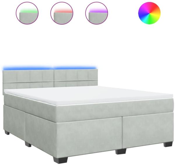 vidaXL Boxspringbett mit Matratze Hellgrau 180x200 cm Samt 3288678