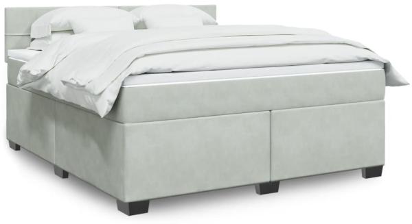 vidaXL Boxspringbett mit Matratze Hellgrau 180x200 cm Samt 3288678