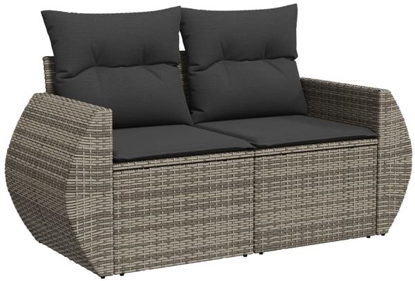 vidaXL 7-tlg. Garten-Sofagarnitur mit Kissen Grau Poly Rattan 3268390 Bild 3