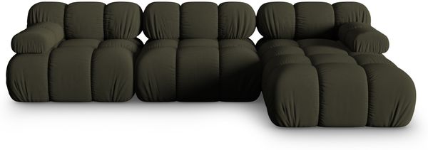 Micadoni Modulares Ecksofa Bellis 4-Sitzer Rechts 3D-Stoff Sonic Amazonas Grün