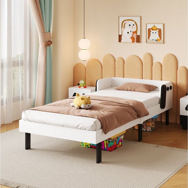 zebery Massivholzbett Kinderbett Einzelbett Jugendbett mit Lattenrost, für Jugendliche und Kinder,Holzbett 90x200 cm,Weiß