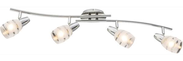 Deckenleuchte, verchromt, satiniert, Spots schwenkbar, L 81 cm