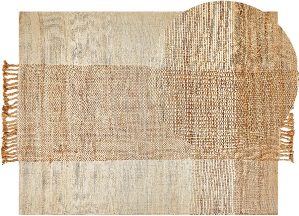 Teppich Jute sandbeige 160x230 cm geometrisches Muster Kurzflor HAMZALAR