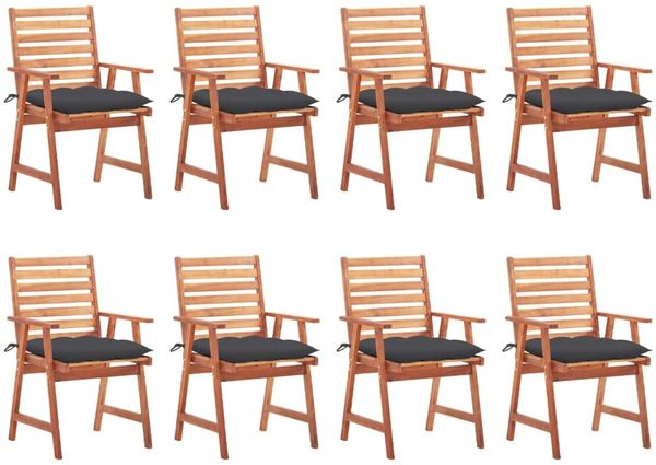 vidaXL Garten-Essstühle 8 Stk. mit Kissen Massivholz Akazie 3078389
