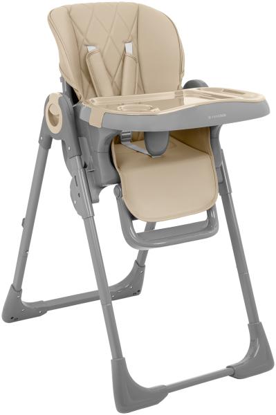 Kikkaboo Kinderhochstuhl Comfy höhenverstellbar, Gurt, Doppeltablett, klappbar beige