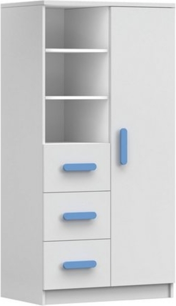 Deine Möbel 24 Kinderregal INGE 05 in Weiß / Weiß + Grau / Weiß + Eiche Sonoma Jugendzimmer, Griffe in Rosa/Blau/Grün/Weiß/Eiche Sonoma/Grau Bild 4