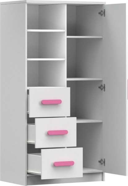 Deine Möbel 24 Kinderregal INGE 05 in Weiß / Weiß + Grau / Weiß + Eiche Sonoma Jugendzimmer, Griffe in Rosa/Blau/Grün/Weiß/Eiche Sonoma/Grau Bild 3