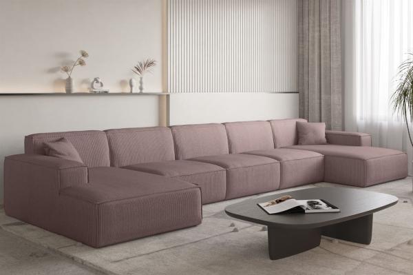 Wohnlandschaft Sofa U-Form CELES PREMIUM XL in Stoff Scala Lavendel