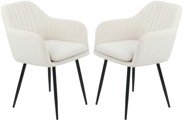 2er Set Sesselstuhl Lia - Samtvelour Creme