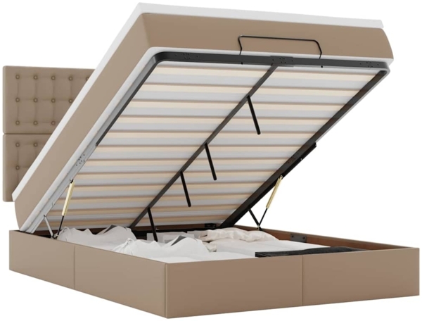 vidaXL Ottoman-Bett mit Matratze & LEDs 140x190cm Kunstleder 3313854 Bild 1