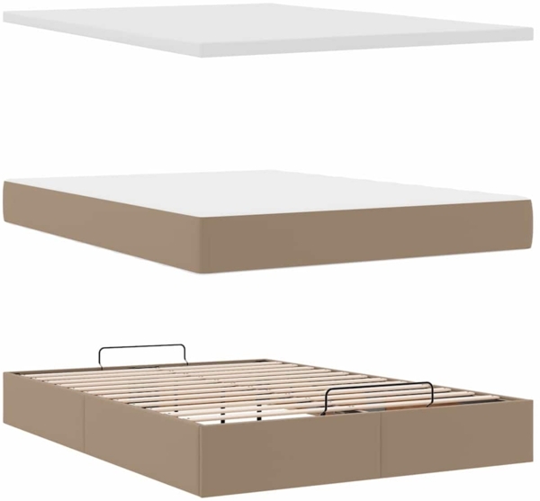 vidaXL Ottoman-Bett mit Matratze & LEDs 140x190cm Kunstleder 3313854 Bild 8