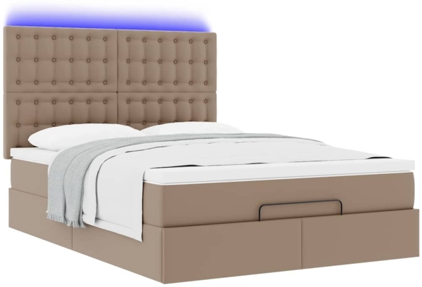vidaXL Ottoman-Bett mit Matratze & LEDs 140x190cm Kunstleder 3313854 Bild 5