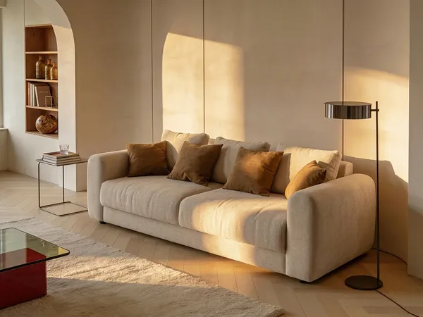 Vente-unique - ZABANO Sofa Stoff Beige - B 95 cm x H 90 cm x L 250 cm