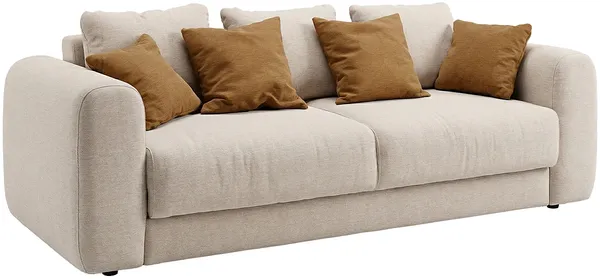 Vente-unique - ZABANO Sofa Stoff Beige - B 95 cm x H 90 cm x L 250 cm