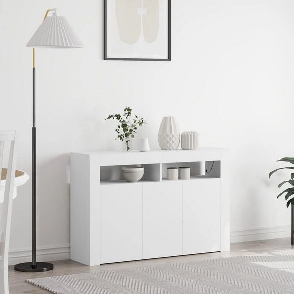 Nettlife Sideboard Weiß Holzwerkstoff 116 x 30 x 75 cm Modern Engineered Wood Rechteckig, Perfekt für Wohnzimmer, Arbeitszimmer, Esszimmer, Flur, Schlafzimmer