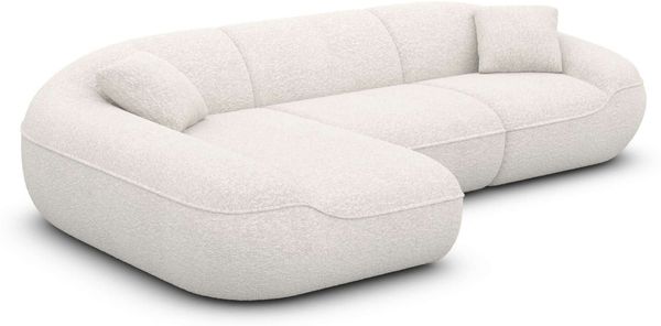 Ecksofa Solmare L Form aus Samtstoff - Bouclestoff - weiß - Links