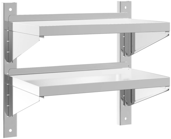 vidaXL Wandregal mit 2 Böden 50x30x48 cm Silbern Edelstahl 30316
