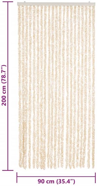 vidaXL Fliegenvorhang Beige und Weiß 90x200 cm Chenille 377341 Bild 7