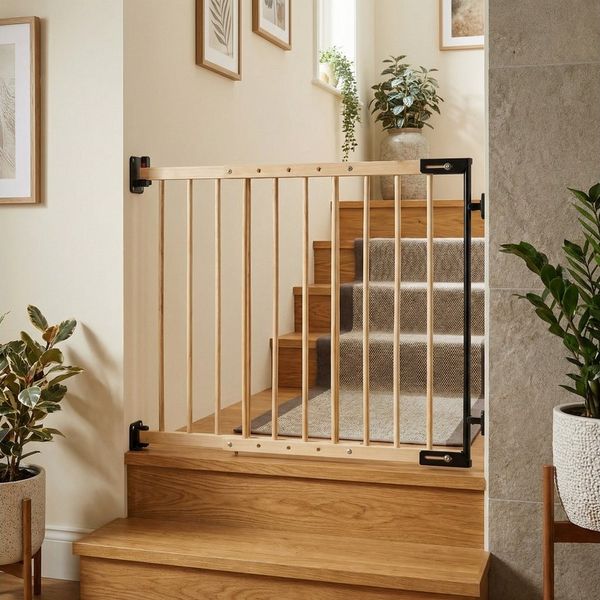Clamaro Treppenschutzgitter Treppenschutzgitter Türschutzgitter Massivholz zum Bohren, EmsCraft24
