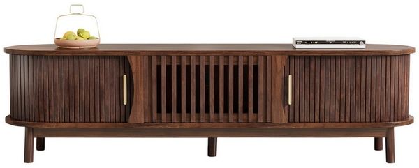KLAM HOME Lowboard TV-Schrank mit Schiebetür, nach unten klappbarer Hohlschranktür (Fernsehschrank, Wohnzimmermöbel, TV-Board, 1 St), passend für TV-Ständer bis zu 65 Zoll, mit Stützbeinen